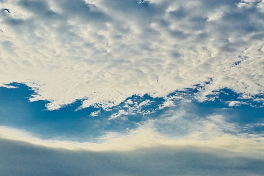 cloudy sky, split, cloud - sky, cloudscape, environment, blue HD wallpaper