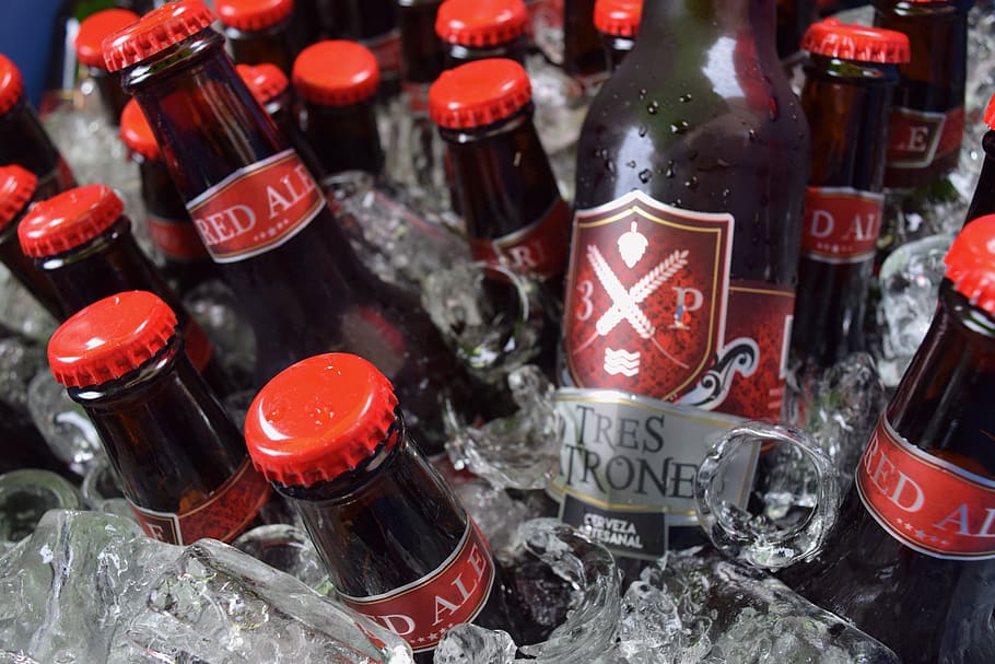 beer, bottle, container, text, food and drink, no people, close-up HD wallpaper