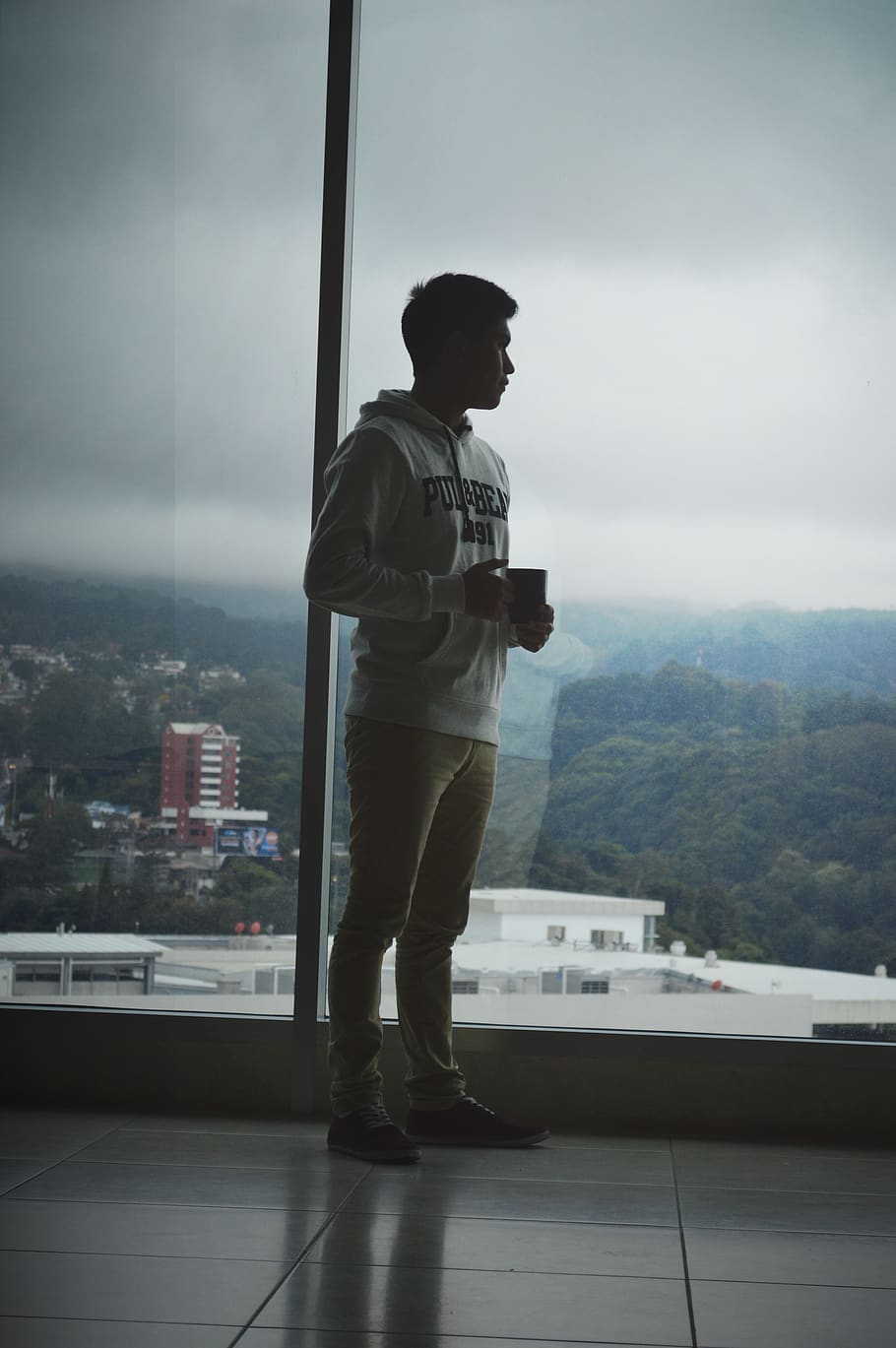 coffee, mountain, cloudy, one person, standing, real people HD wallpaper