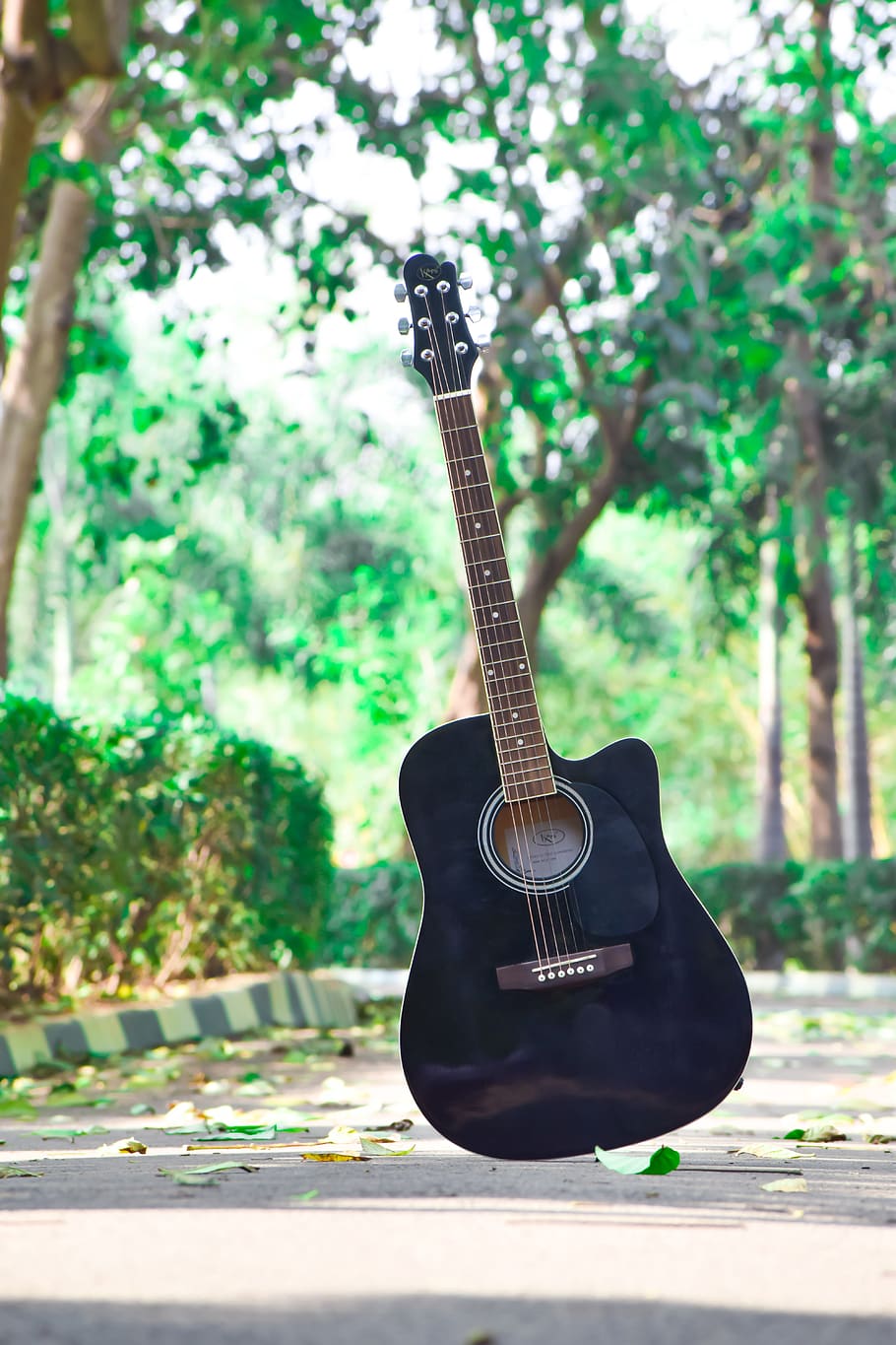 Black Acoustic Guitar , musical instrument, string instrument HD wallpaper