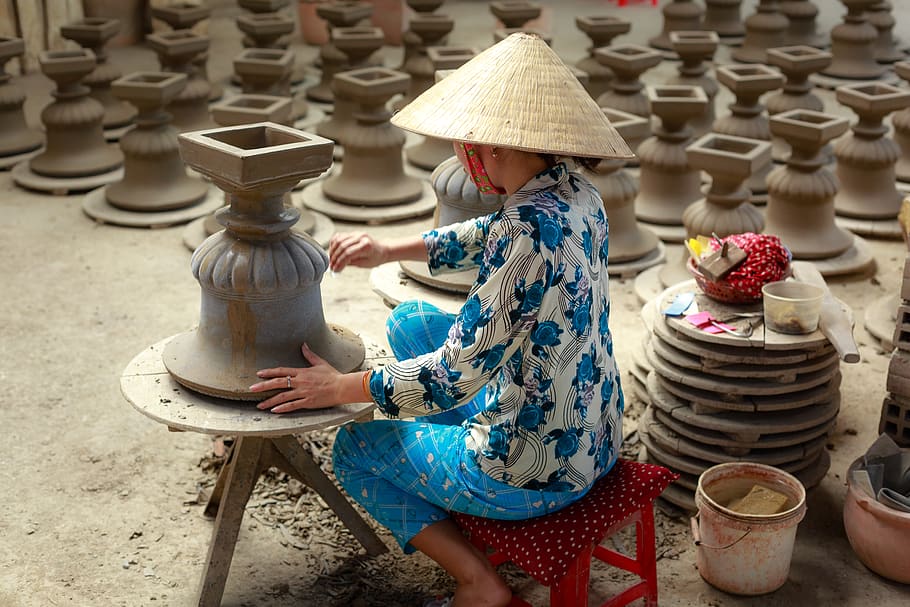 Woman Making Clay Pot, adult, art, artisan, artist, artistic