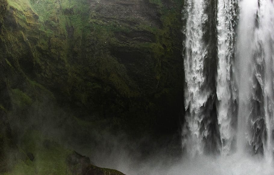 waterfalls, mist, iceland, nature, outdoor, wander, wanderlust HD wallpaper