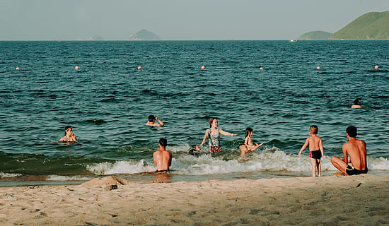 Photography of People Swimming in the Beach, beautiful, enjoyment HD wallpaper