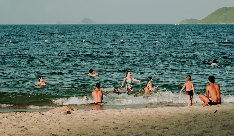Photography of People Swimming in the Beach, beautiful, enjoyment HD wallpaper