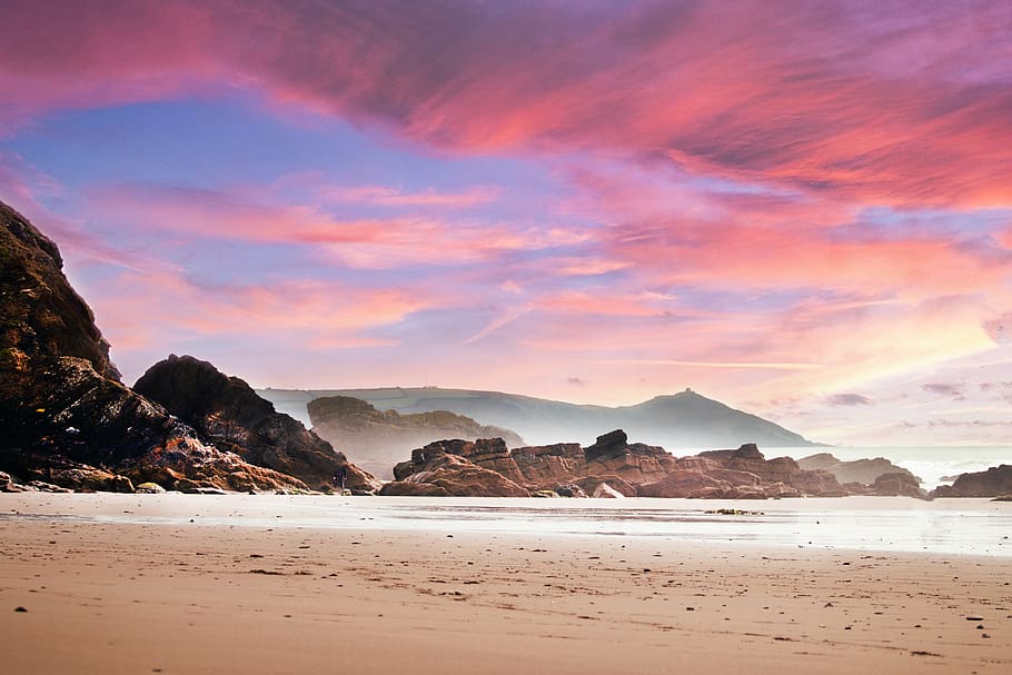 Photo of Desert during Golden Hour, beach, clouds, coast, landscape HD wallpaper