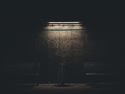 Brown Painted Wall on Dim Light, bench, dark, flourescent lamp HD wallpaper
