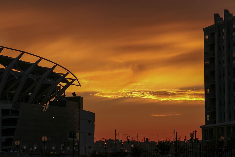 sunset, building, dusk, city, urban, cityscape, sky, architecture HD wallpaper