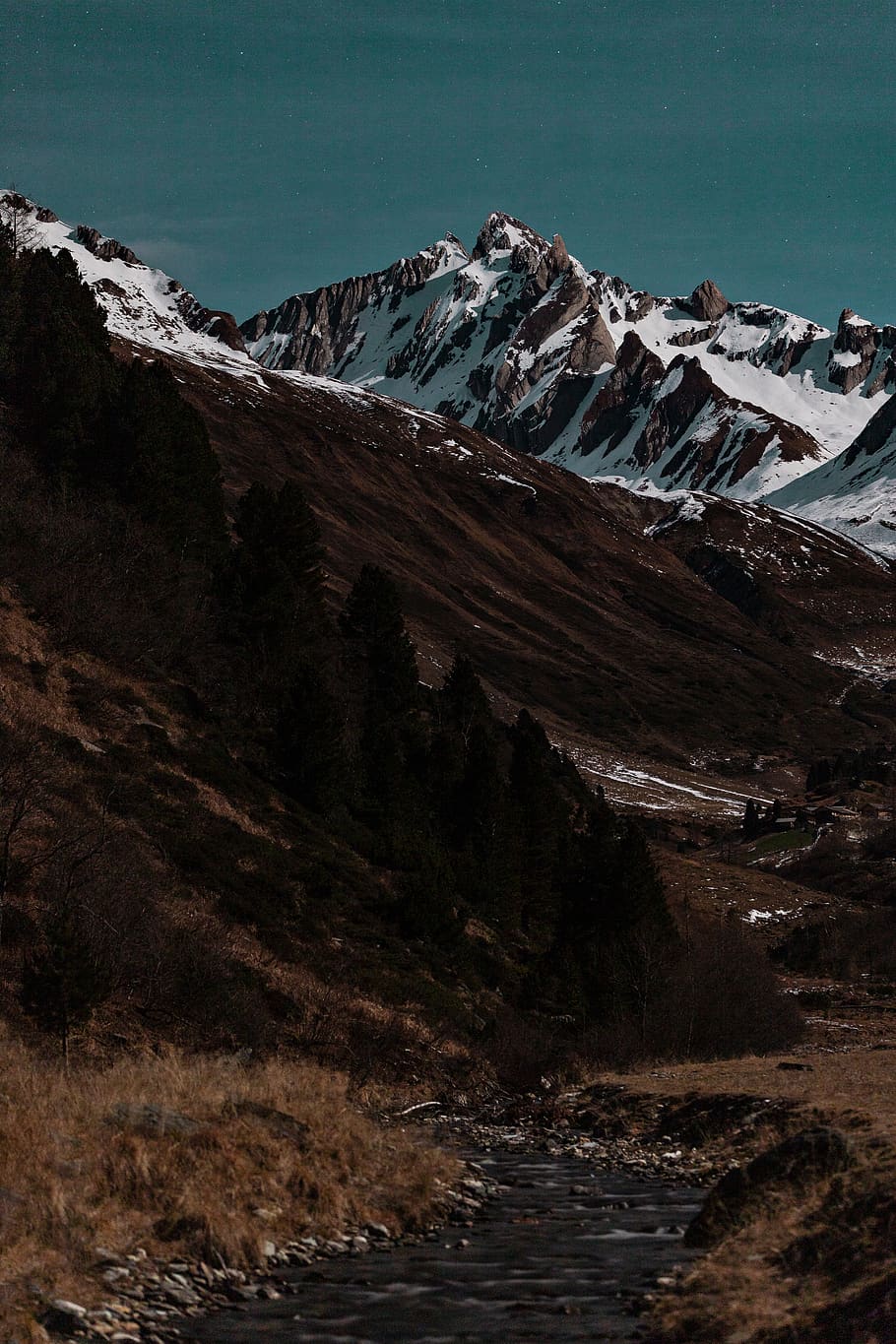 Snow-capped Mountains, cold, daylight, environment, frosty, grass HD wallpaper