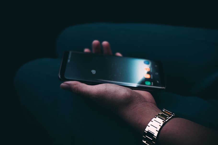 Person Holding Turned-on Black Android Smartphone, cellphone HD wallpaper
