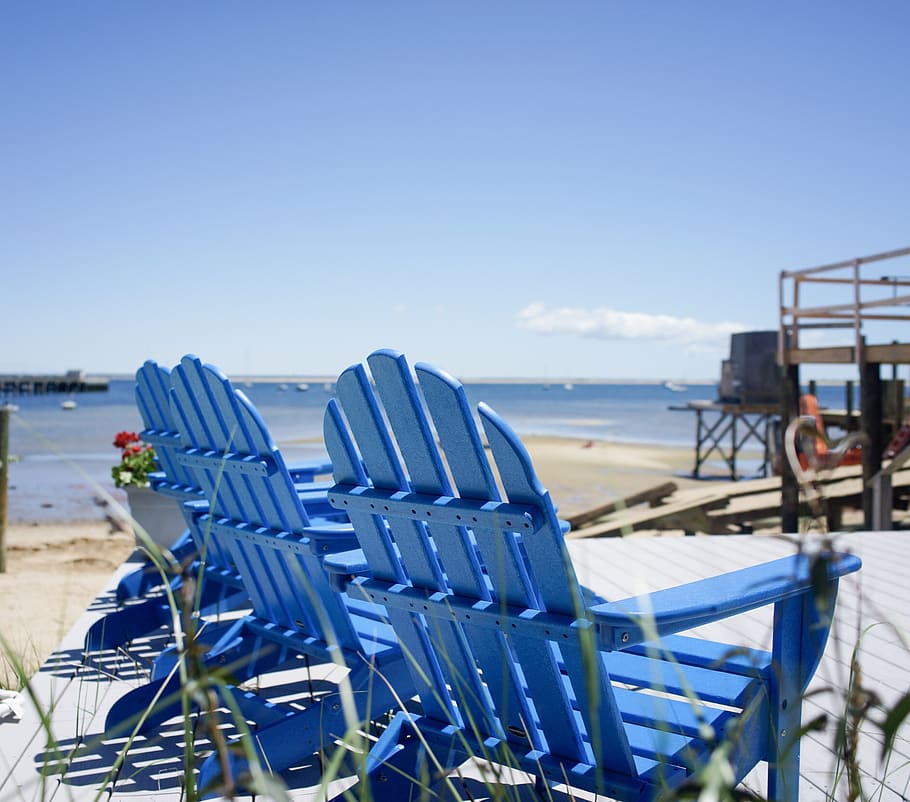 provincetown, united states, chair, blue, lounge, beach, vacation