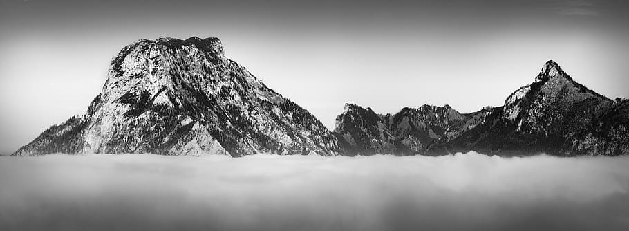 mountain range above clouds, nature, outdoors, peak, austria HD wallpaper