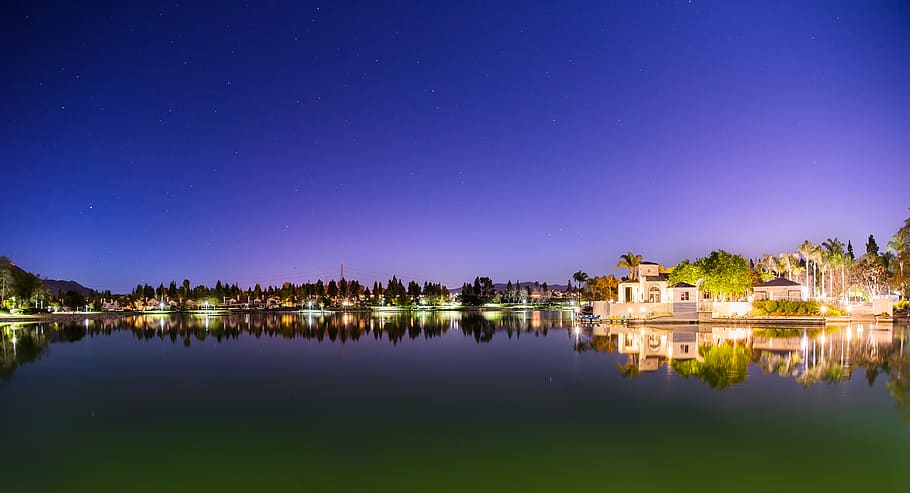 night, water, sky, reflection, illuminated, architecture, building exterior HD wallpaper
