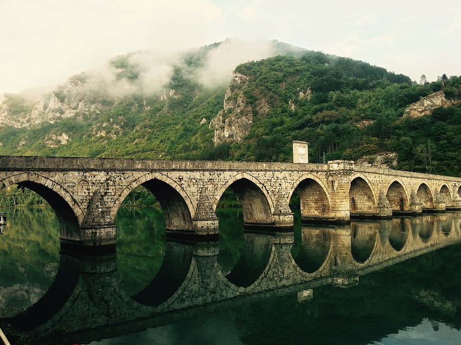 bridge, crossing, reflection, arches, architecture, historic HD wallpaper