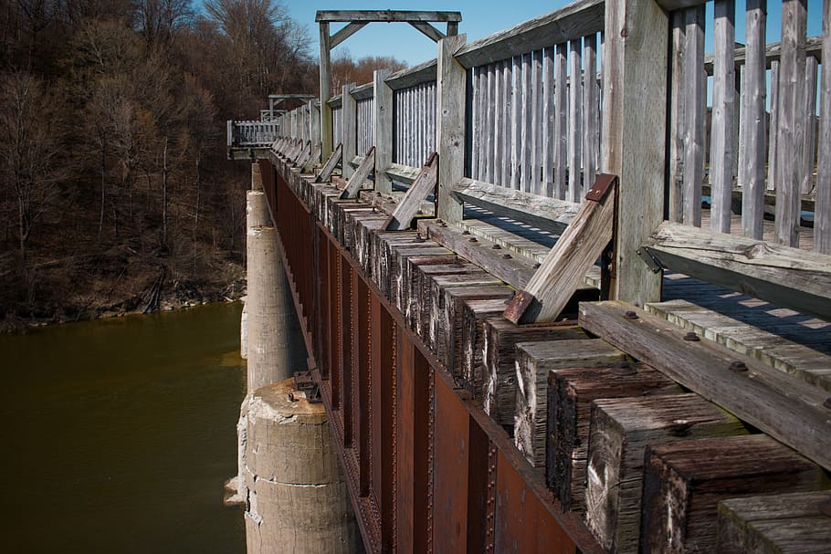 canada, goderich, cement, steel, bridge, river, water, wood HD wallpaper
