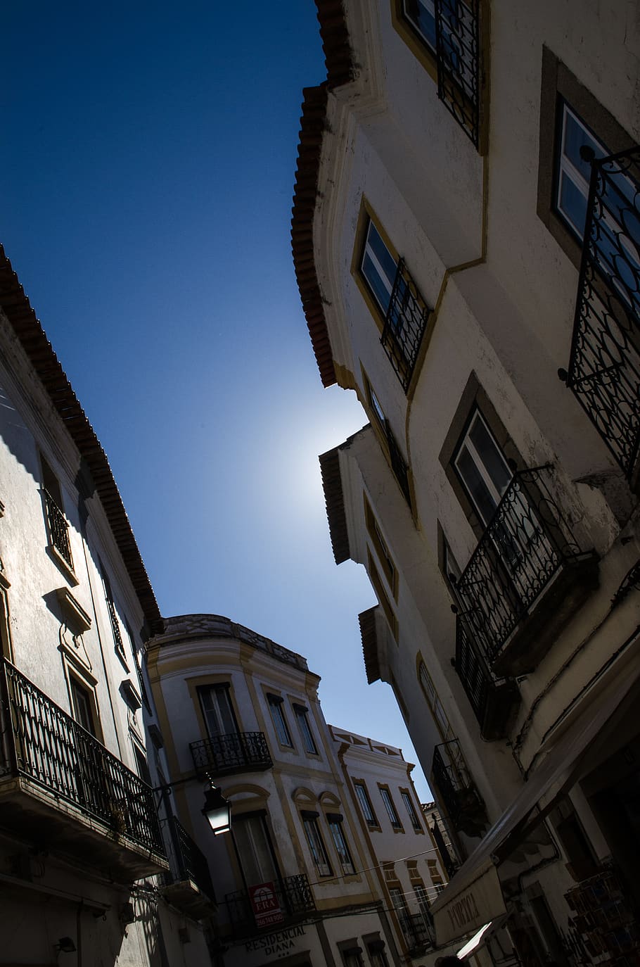 portugal, evora, blue, sky, évora, city, sunlight, old, street, HD wallpaper