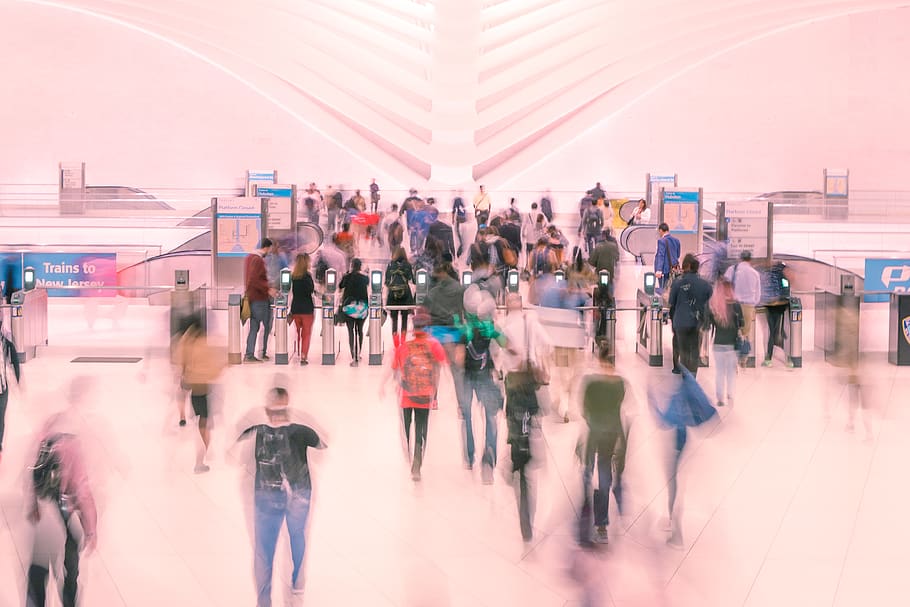 people inside mall, large group of people, crowd, blurred motion HD wallpaper
