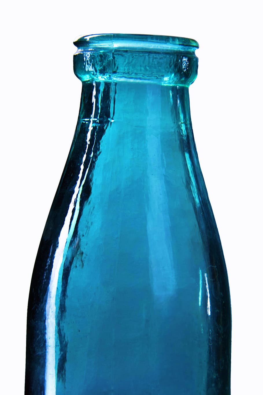 glass, blue, soda, closeup, isolated, wet, bottleneck, clear