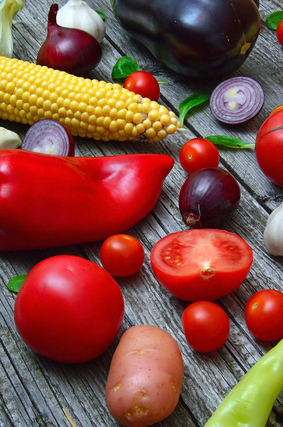 Assorted-color Ingredients on Grey Wooden Table, assortment, autumn HD wallpaper