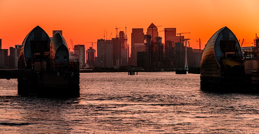 canary wharf, london, isle of dogs, ricer thames, cityscape, HD wallpaper