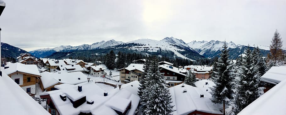 winter, austria, alpine, mountains, panorama, snow, sky, nature HD wallpaper