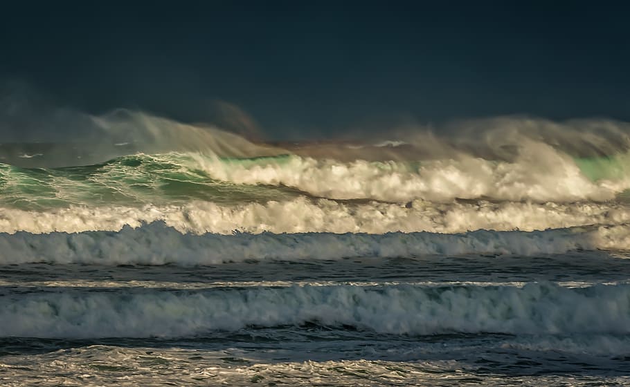 sea waves during daytime, ocean, nature, water, outdoors, tsunami HD wallpaper