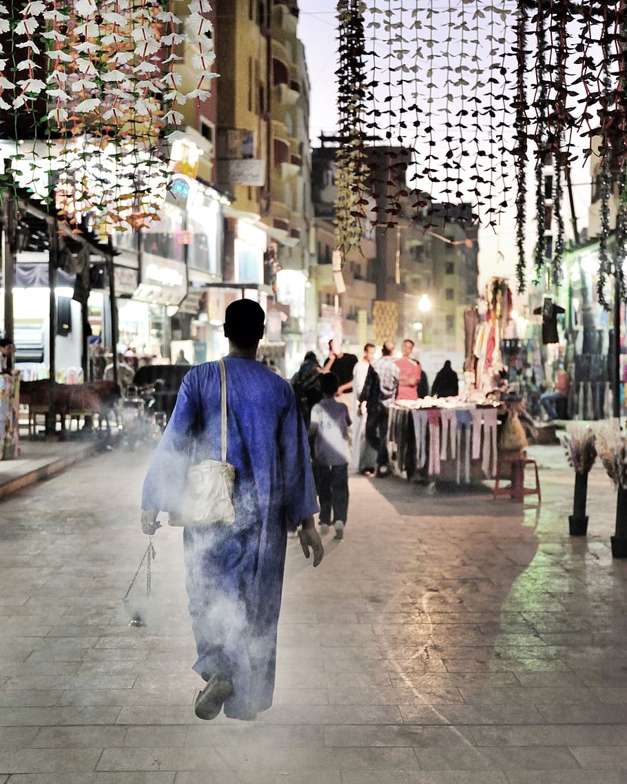 Man Walking Near Street, bazaar, city, commerce, crowd, group HD wallpaper
