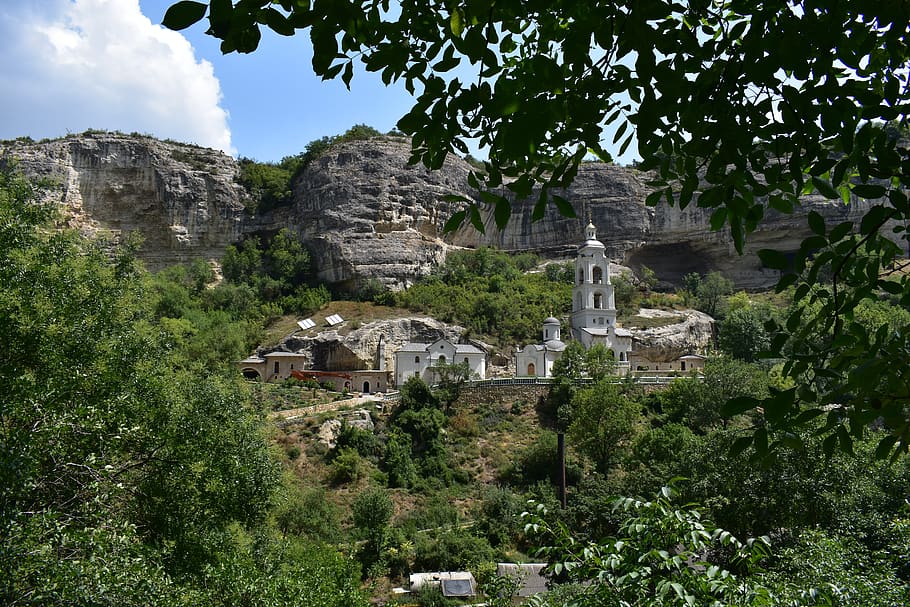 assumption, monastery, canyon, orthodox, trees, sky, valley, HD wallpaper