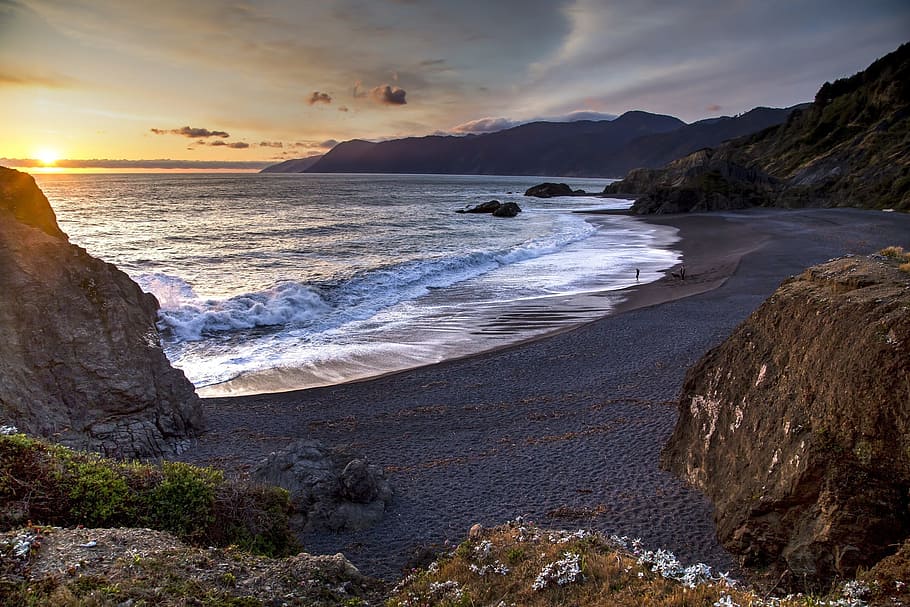 sea, shore, beach, seashore, nature, landscape, water, flow HD wallpaper