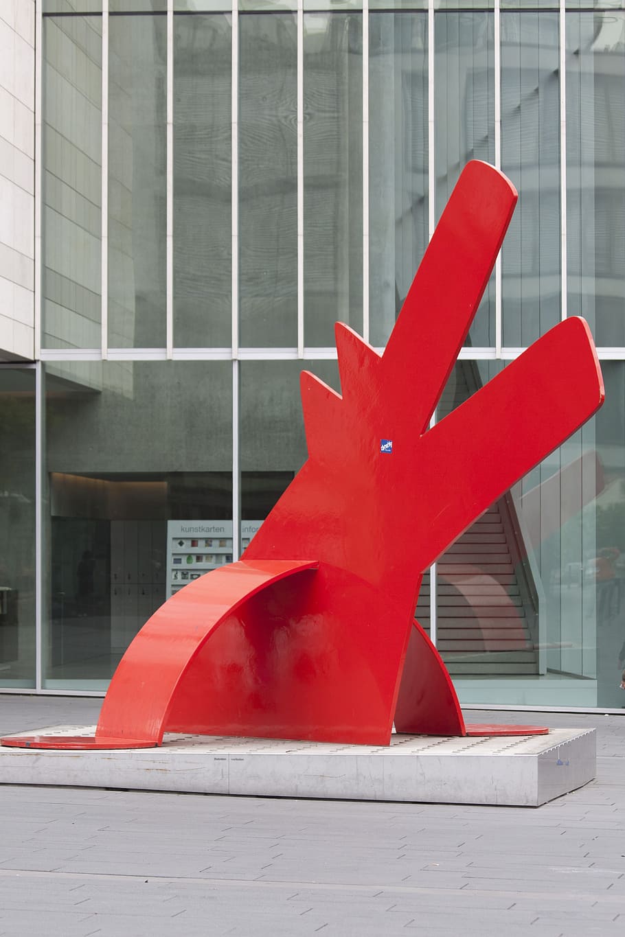 artwork, red, sculpture, figure, object, city, urban, construction HD wallpaper