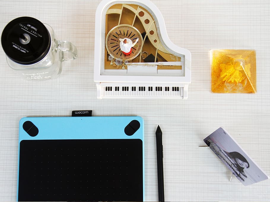 collection, piano, cup, bottle, paris, wacom, pen, picture HD wallpaper