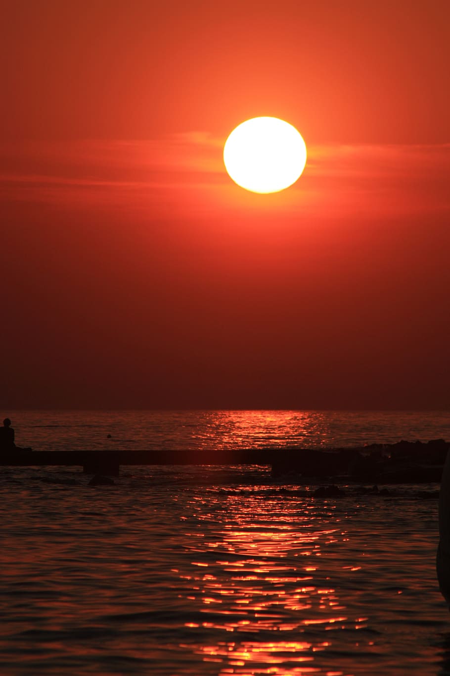 sunset, evening, dusk, romantic, lighting, water, evening sky HD wallpaper