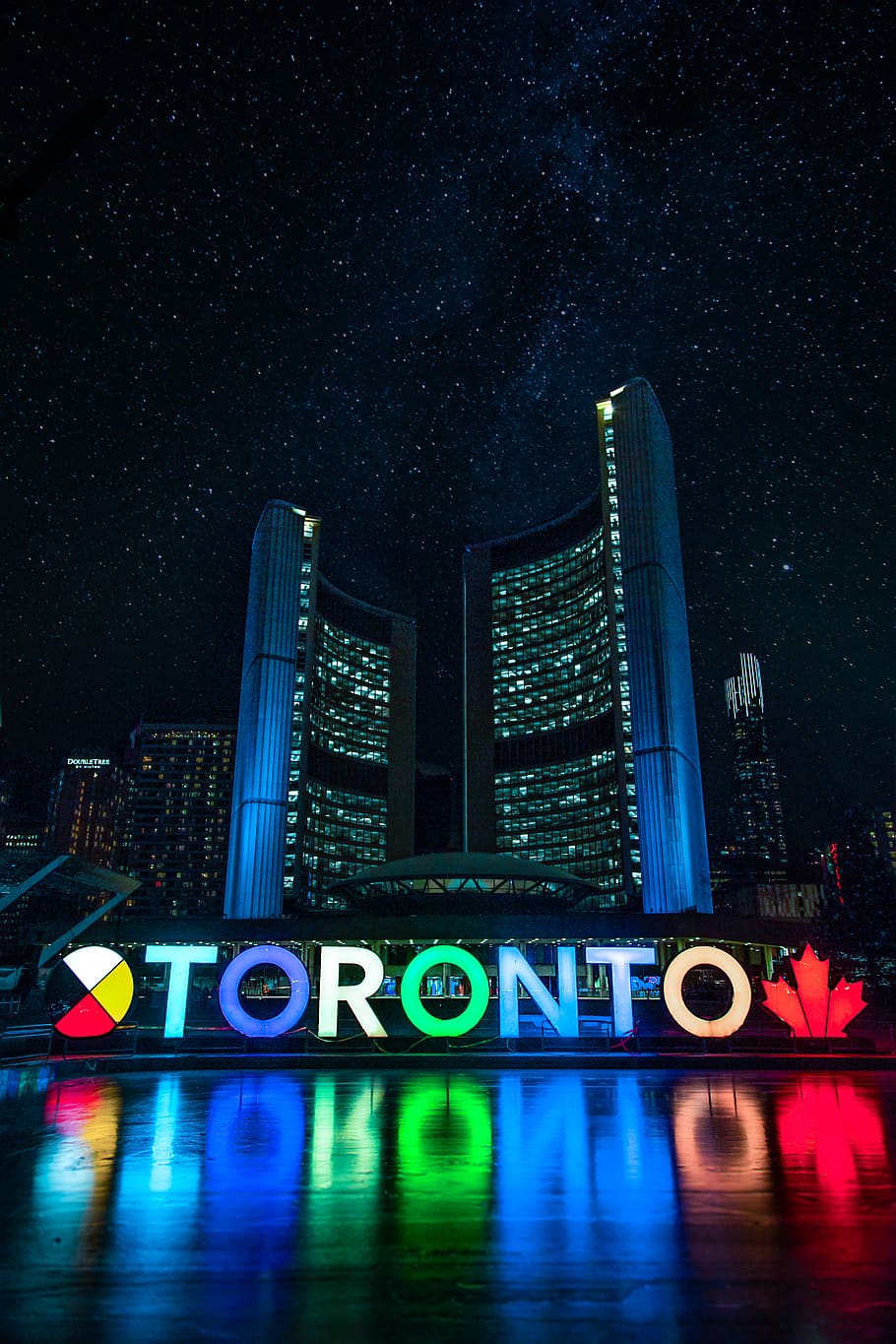 HD wallpaper: low angle photo of buildings, night, illuminated