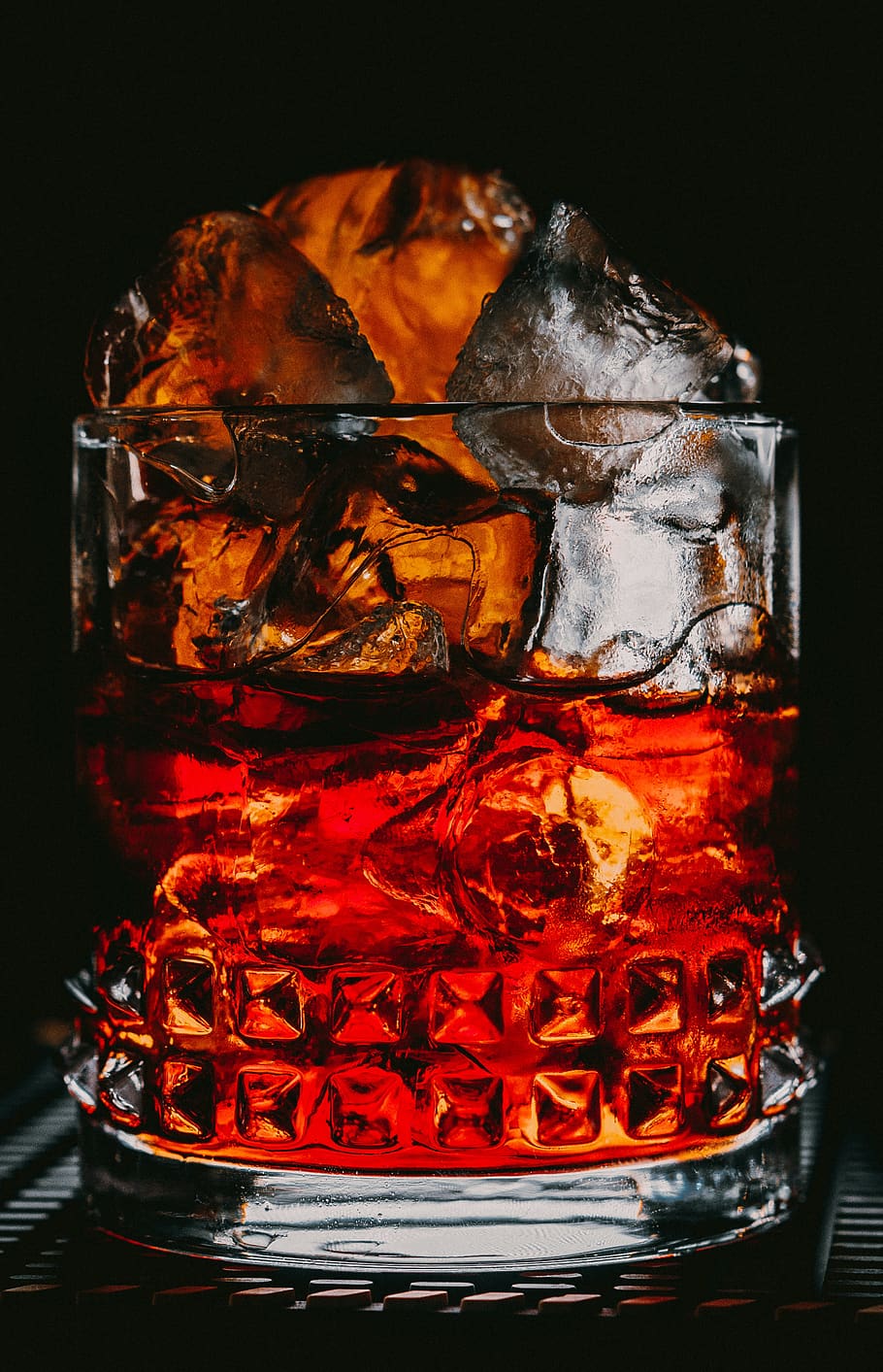 cocktail, negroni, bar, campari, liquor, ice, alcohol, glass