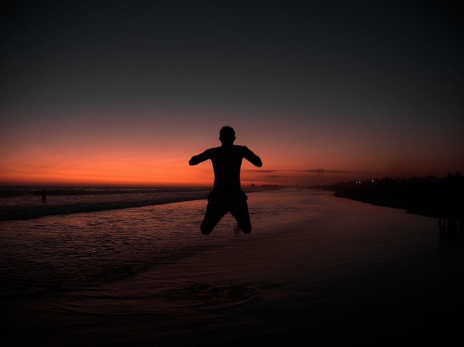silhouette, outdoors, nature, sunset, human, person, sky, dusk HD wallpaper