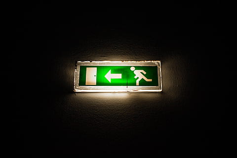 lighted emergency exit signage, guidance, safety, illuminated HD wallpaper