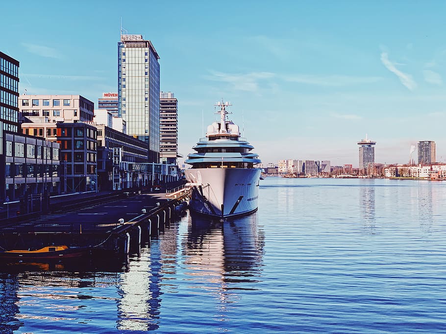 white sailboat on deck, water, vehicle, transportation, waterfront, HD wallpaper
