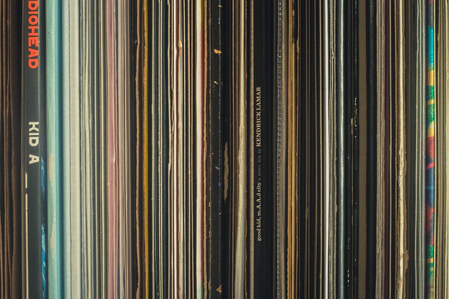 vinyl, collection, records, kendrick lamar, radiohead, kid a