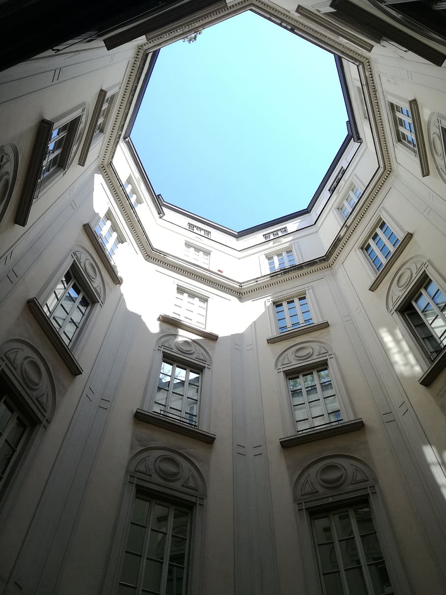 angle-view of white painted building under blue sky, architecture HD wallpaper