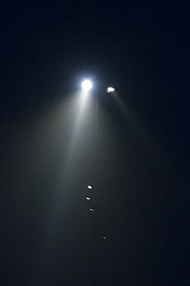 light, dark, shadow, night, fog, lamp, post, projector, illuminated HD wallpaper