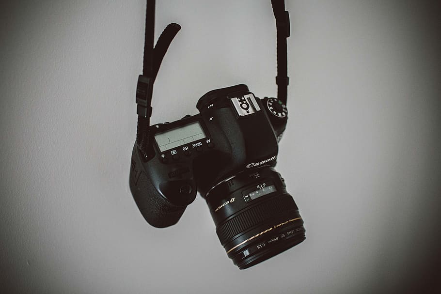 black DSLR camera, electronics, strap, photographer, camera lens HD wallpaper