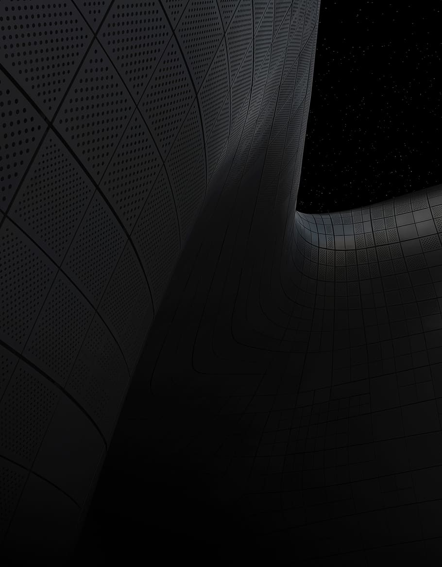 black, curves, lines, dark, architecture, design, art, pattern HD wallpaper