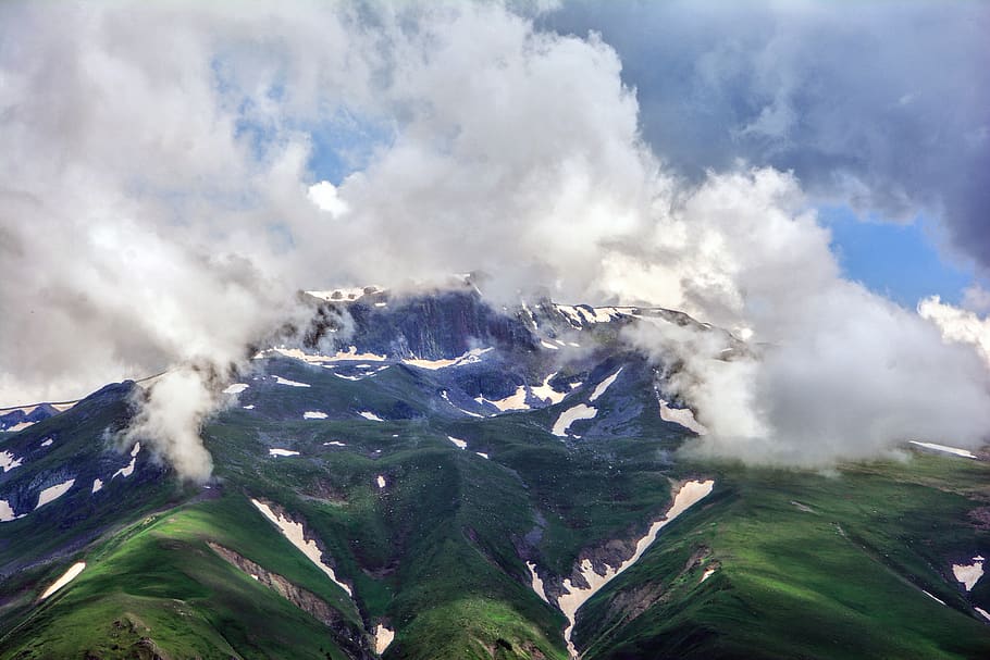 mountain, summit, nature, taylor, sky, high, clouds, landscape