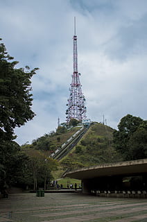 Gray Metal Tower, air broadcast, architecture, building, cell tower HD wallpaper