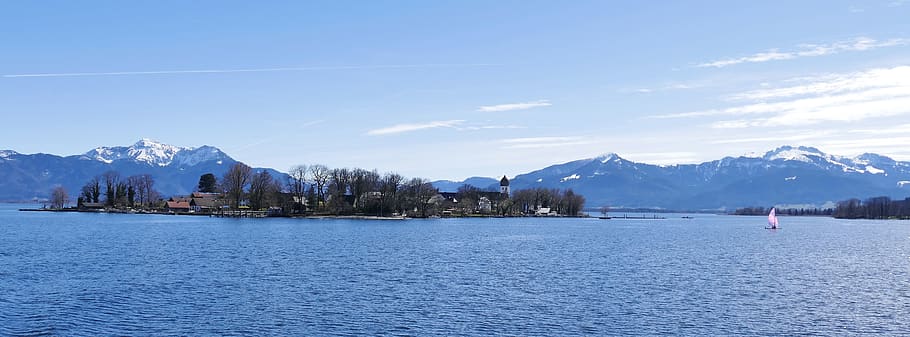 waters, panorama, nature, panoramic image, landscape, sky, travel HD wallpaper