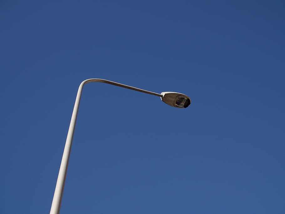 blue, sky, lamp post, street, street light, copy space, no people HD wallpaper