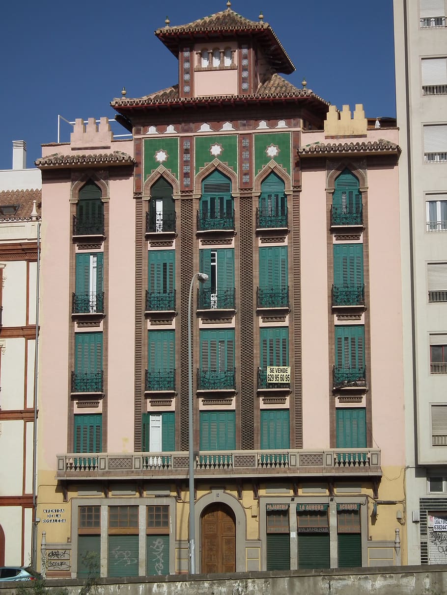 spain, málaga, avenida de la rosaleda, malaga, building exterior, HD wallpaper
