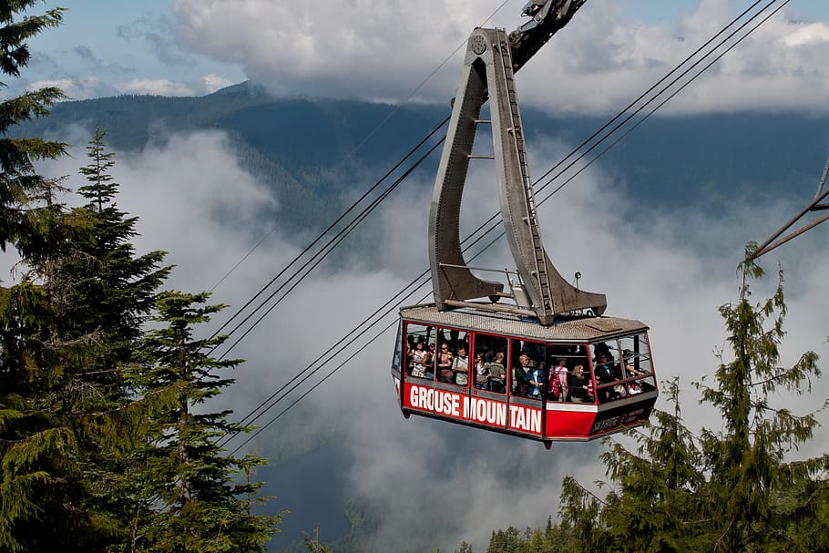 Group of People Going Up to Mountain, cable car, daylight, high, HD wallpaper
