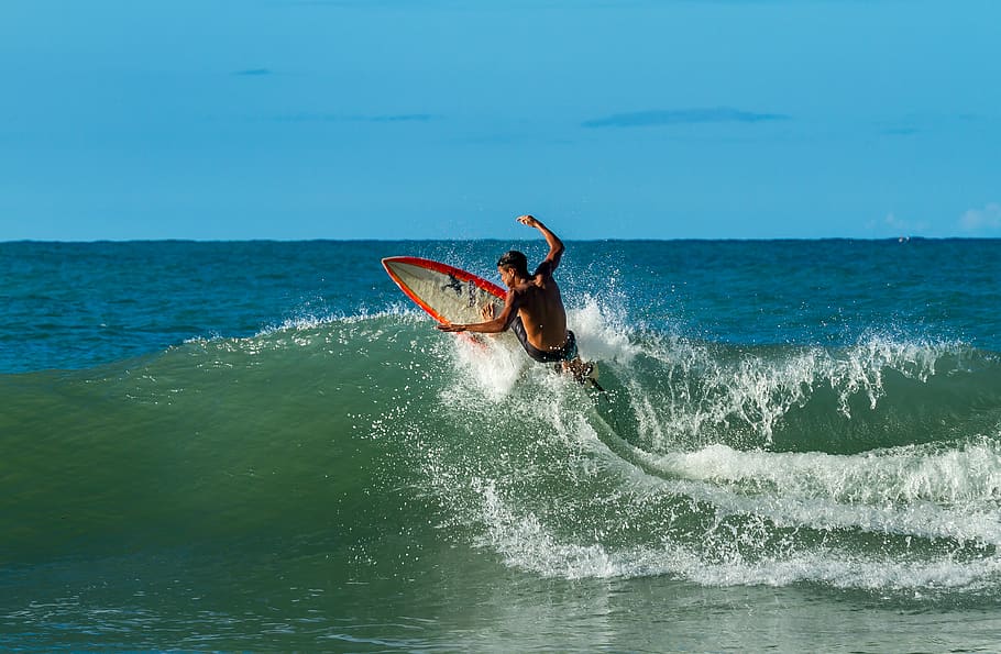 Man Playing Surfing on Big Waves, action, adventure, fun, leisure, HD wallpaper