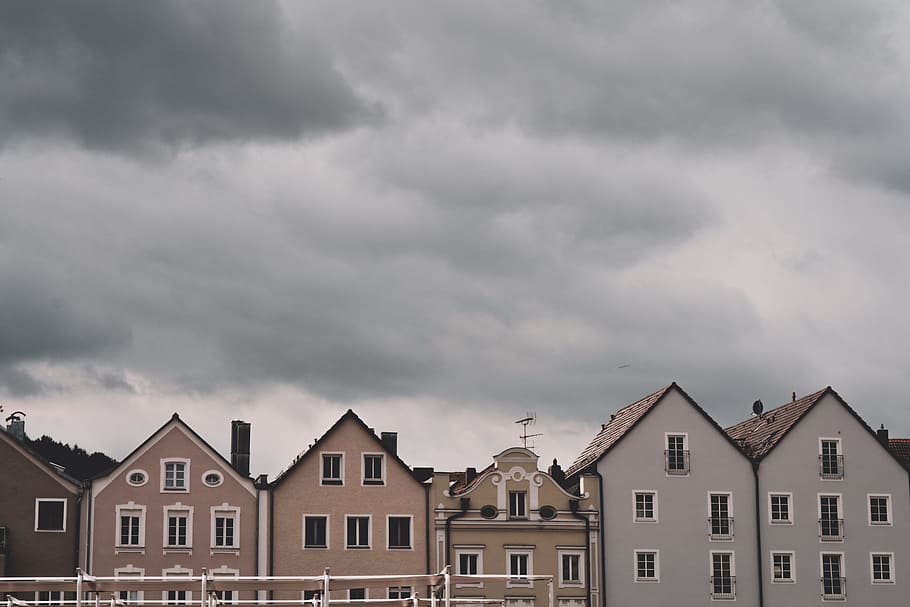 Houses Under Cloudy Sky, apartments, architecture, buildings, HD wallpaper