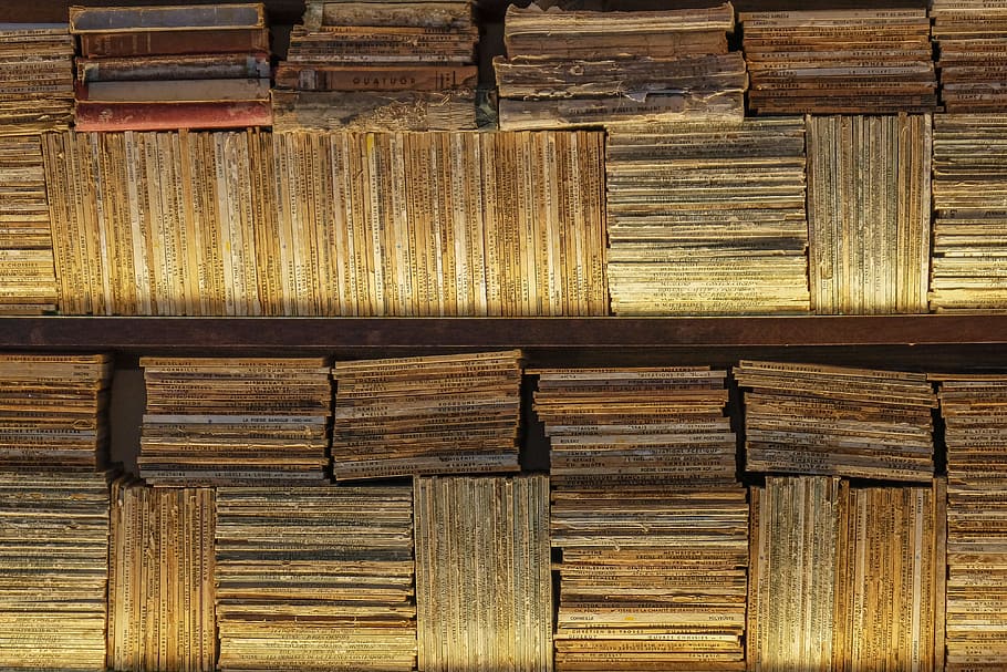brown book lot, shelf, light, reading, literature, classic, old HD wallpaper